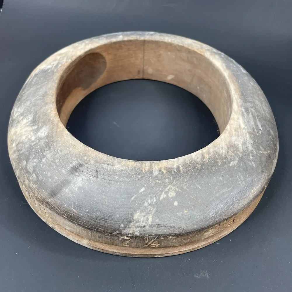Antique Unmarked Wood Hat Block Millinery Hatters Brim Mold Form 7 1/4